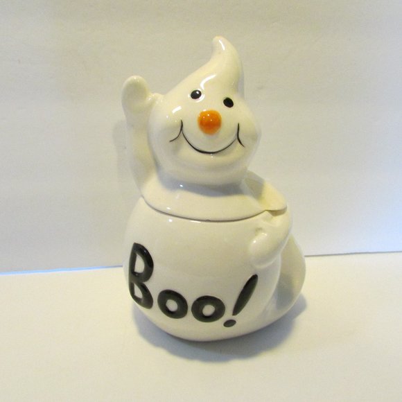 vintage ceramic ghost shape candy jar Halloween fall decor - Picture 2 of 10